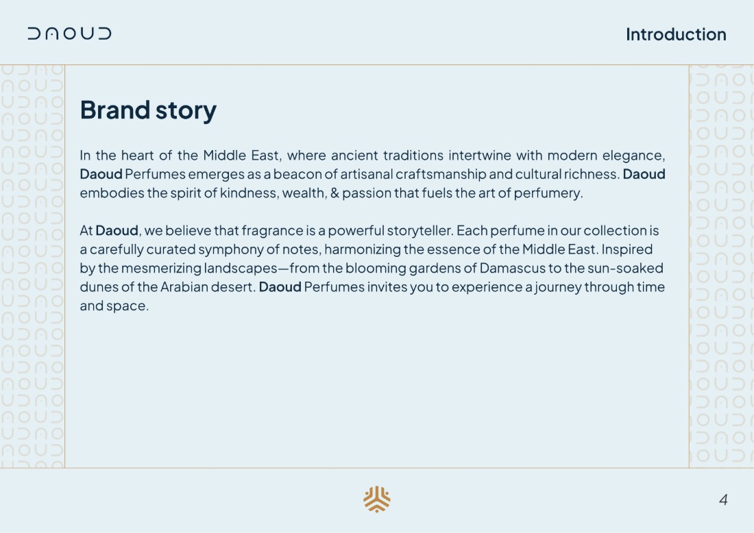 DAOUD brand guideline, page 4: Brand story