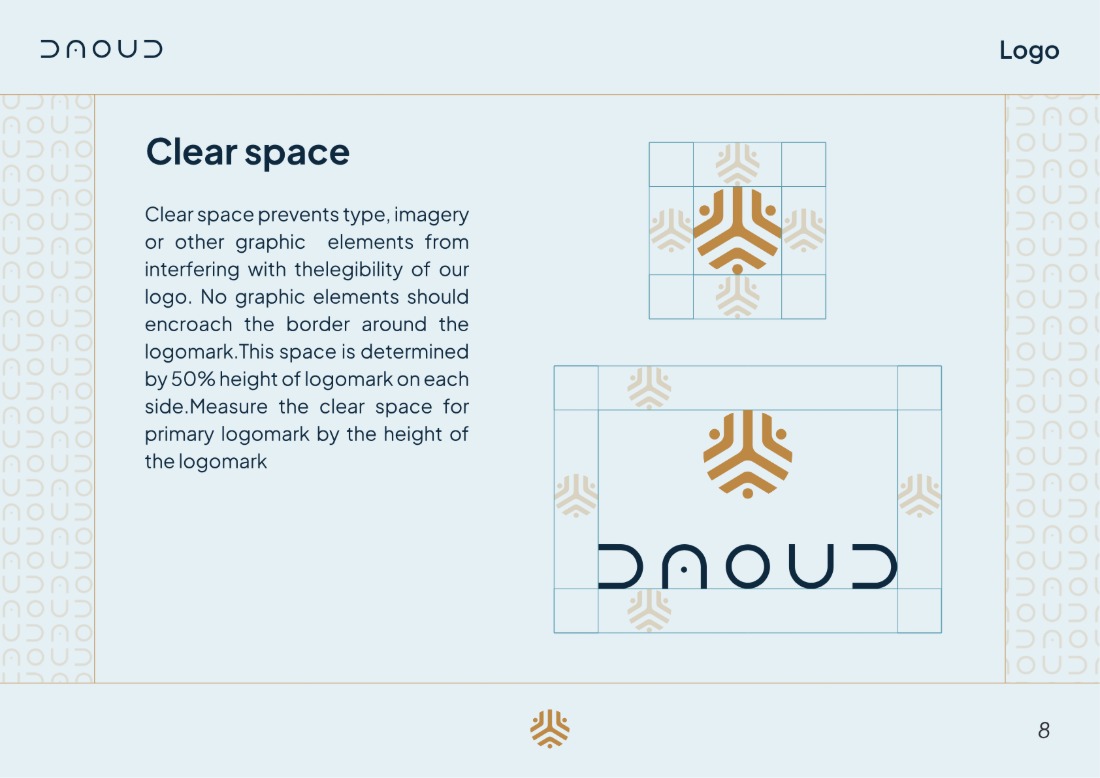 DAOUD brand guideline, page 8: Clear space
