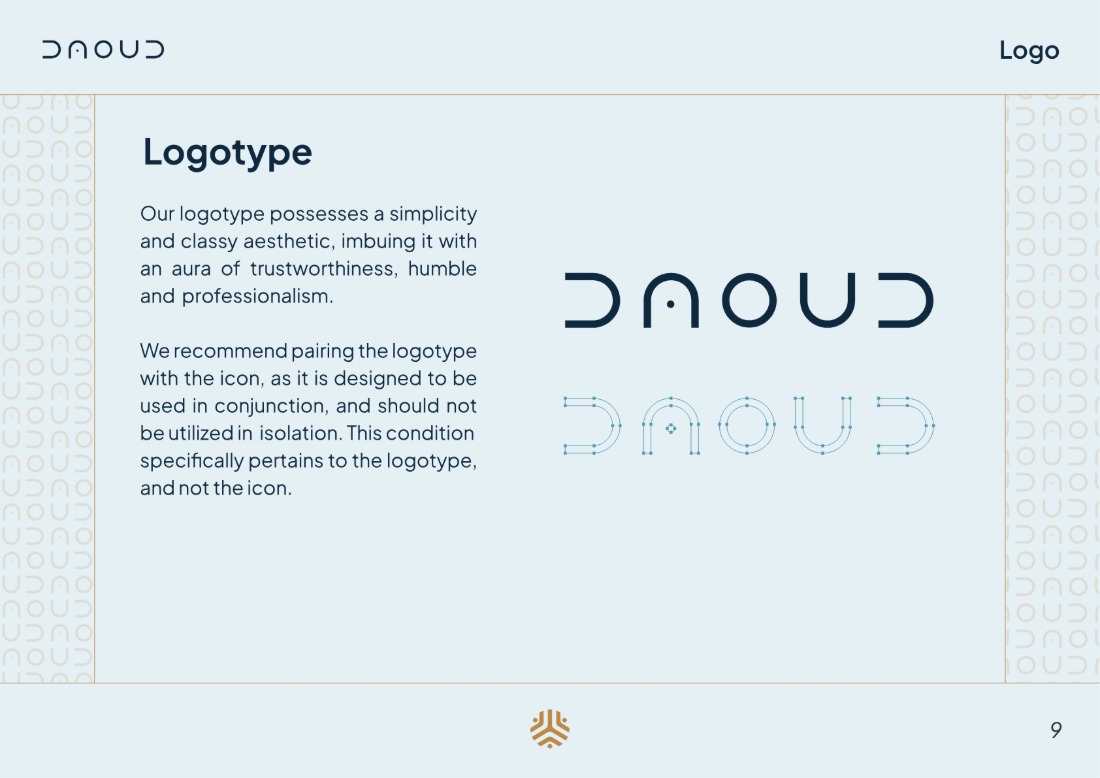 DAOUD brand guideline, page 9: Logotype