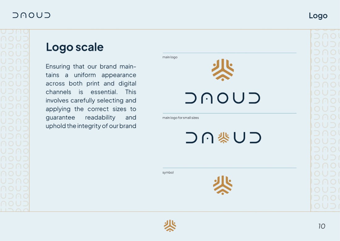 DAOUD brand guideline, page 10: Logo scale