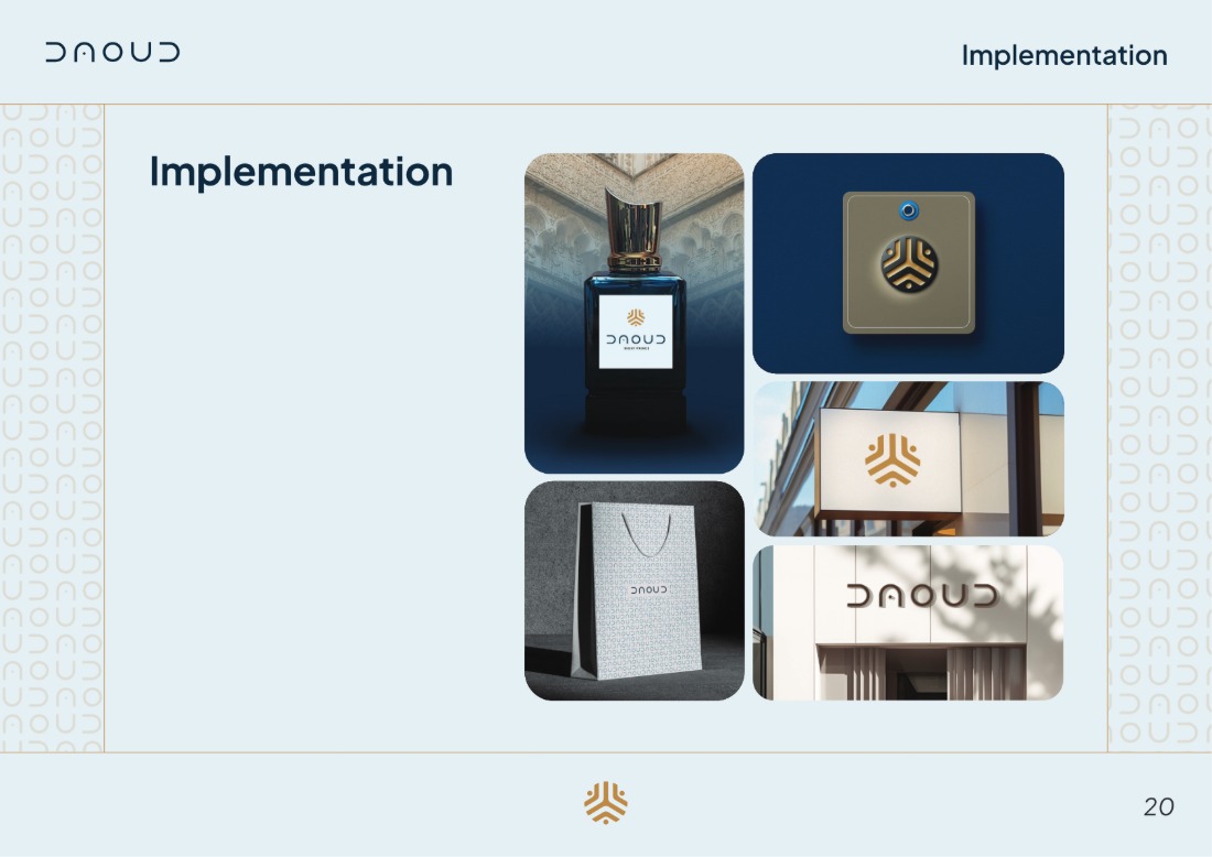 DAOUD brand guideline, page 20: Implementation examples